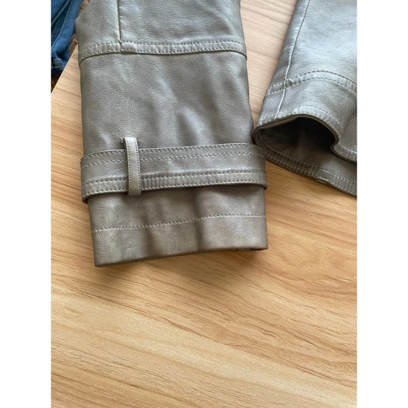 Blanc Noir Faux Leather Tan Brown Moto Jacket Asymmetric Front Zip Small - Picture 4 of 12